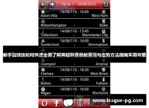 新手到球迷如何快速全面了解英超联赛最新赛况与走势方法指南实用攻略